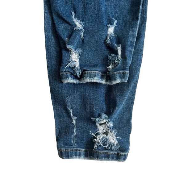 KanCan Estilo Skinny Jeans Exposed Buttonfly Distressed Hem Blue Denim Size 32 - Picture 7 of 15